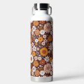 Groovy Retro Blumengartenmuster Trinkflasche (Vorderseite)