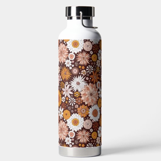 Groovy Retro Blumengartenmuster Trinkflasche (links)