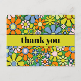 Groovy Retro Blumenkolorvoller 60er 70er Vielen Da Postkarte