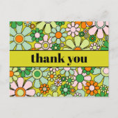 Groovy Retro Blumenkolorvoller 60er 70er Vielen Da Postkarte (Vorderseite)