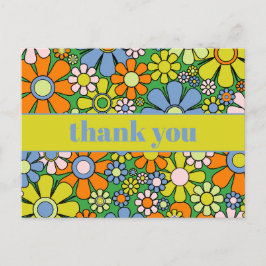 Groovy Retro Blumenkolorvoller 60er 70er Vielen Da Postkarte