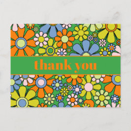 Groovy Retro Blumenkolorvoller 60er 70er Vielen Da Postkarte