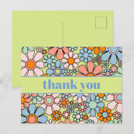 Groovy Retro Blumenkolorvoller 60er 70er Vielen Da Postkarte
