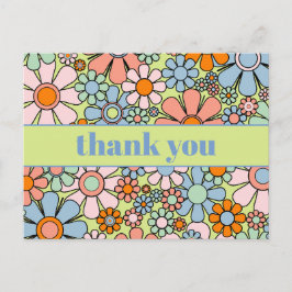 Groovy Retro Blumenkolorvoller 60er 70er Vielen Da Postkarte