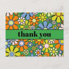 Groovy Retro Blumenkolorvoller 60er 70er Vielen Da Postkarte