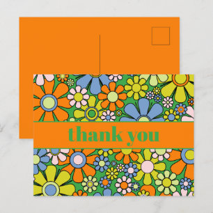 Groovy Retro Blumenkolorvoller 60er 70er Vielen Da Postkarte