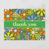 Groovy Retro Blumenkolorvoller 60er 70er Vielen Da Postkarte (Vorderseite)