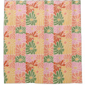 Groovy Retro Blumenmuster Duschvorhang (Vorderseite)