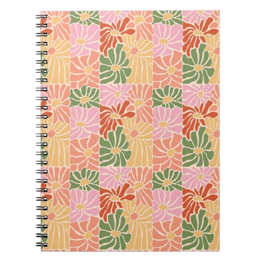 Groovy Retro Blumenmuster  Notizblock (Vorderseite)