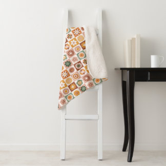 Groovy Retro-Blumenmuster Sherpadecke