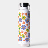 Groovy Retro Blumenmuster Trinkflasche (Rückseite)