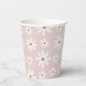 Groovy Retro Blush Pink Daisy Pappbecher (Rückseite)