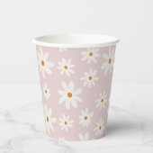 Groovy Retro Blush Pink Daisy Pappbecher (Vorderseite)