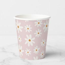 Groovy Retro Blush Pink Daisy Pappbecher