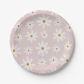 Groovy Retro Blush Pink Daisy Pappteller (Vorderseite)