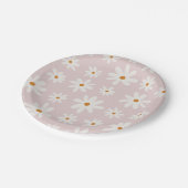 Groovy Retro Blush Pink Daisy Pappteller (Schrägansicht)