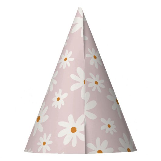 Groovy Retro Blush Pink Daisy Partyhütchen (Rückseite)