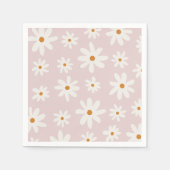 Groovy Retro Blush Pink Daisy Serviette (Vorderseite)