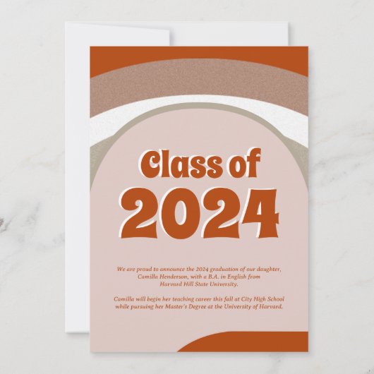 Groovy Retro Boho Arch Foto Abschluss Ankündigung (Rückseite)