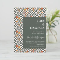 Groovy Retro Boho Checkerboard Geburtstagsparty