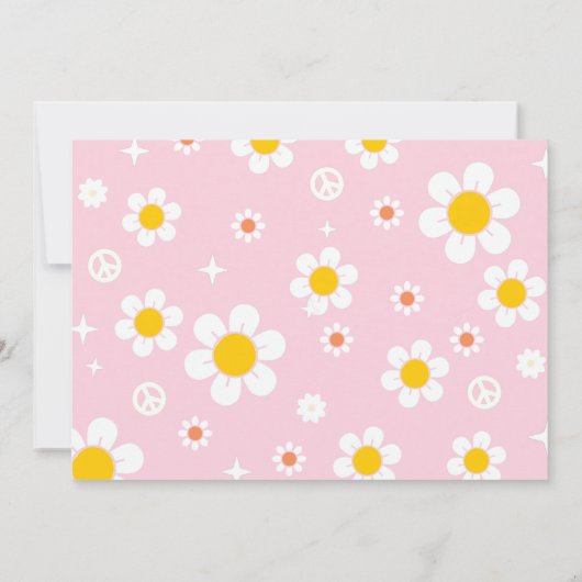 Groovy Retro Boho Daisy Hello Baby Shower Party Einladung (Rückseite)
