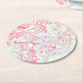 Groovy Retro Boho Eclectic Funky Buntes Marmor Runder Pappuntersetzer (Angewinkelt)