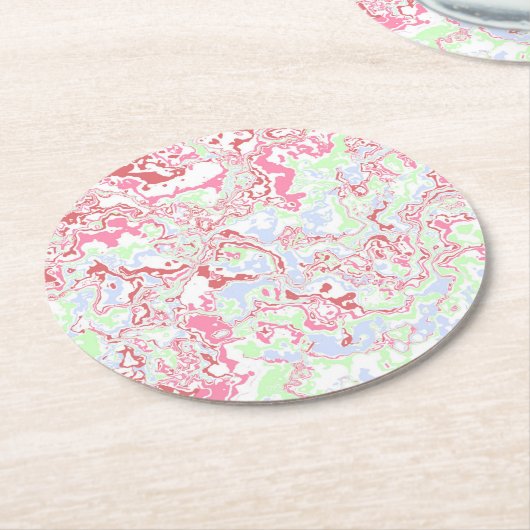 Groovy Retro Boho Eclectic Funky Buntes Marmor Runder Pappuntersetzer (Angewinkelt)