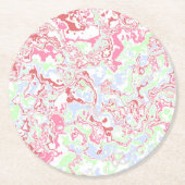 Groovy Retro Boho Eclectic Funky Buntes Marmor Runder Pappuntersetzer (Vorderseite)