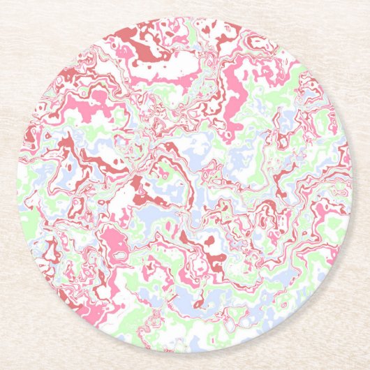 Groovy Retro Boho Eclectic Funky Buntes Marmor Runder Pappuntersetzer (Vorderseite)