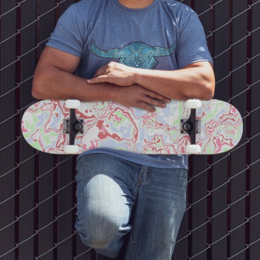 Groovy Retro Boho Eclectic Funky Buntes Marmor Skateboard (Außenbereich 2)