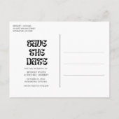 Groovy Retro Boho Foto Wedding Save the Date Ankündigungspostkarte (Rückseite)