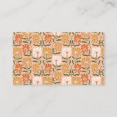 Groovy Retro Boho Peach Green Botanical Trendy Visitenkarte (Rückseite)