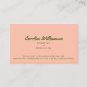 Groovy Retro Boho Peach Green Botanical Trendy Visitenkarte (Vorderseite)