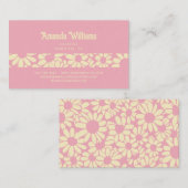 Groovy Retro Boho Rose Cream Botanische Trendy Visitenkarte (Vorne/Hinten)