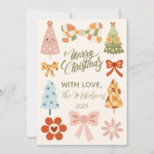 Groovy Retro Bow Christmas Feiertagskarte (Vorderseite)