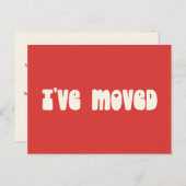 Groovy Retro Bright Red Ich habe neue Adresse vers Postkarte (Vorne/Hinten)