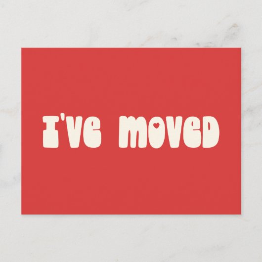 Groovy Retro Bright Red Ich habe neue Adresse vers Postkarte (Vorderseite)