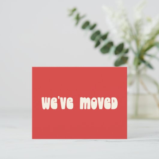 Groovy Retro Bright Red Mod Moved New Address Postkarte (Stehend Vorderseite)
