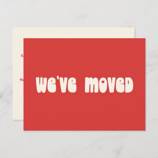 Groovy Retro Bright Red Mod Moved New Address Postkarte (Vorne/Hinten)
