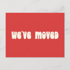 Groovy Retro Bright Red Mod Moved New Address Postkarte