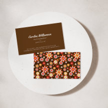 Groovy Retro Brown Orange Botanische Blume Trendy