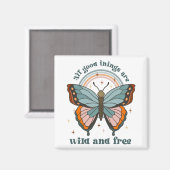 Groovy Retro Butterfly Rainbow Magnet (Vorderseite/Rückseite)