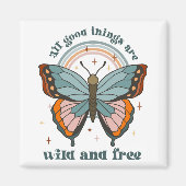 Groovy Retro Butterfly Rainbow Magnet (Vorne)