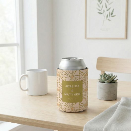 Groovy Retro Chartreuse Botanische Hochzeit Dosenkühler