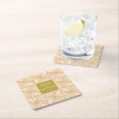 Groovy Retro Chartreuse Botanische Hochzeit Rechteckiger Pappuntersetzer (Vor Ort)