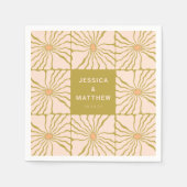 Groovy Retro Chartreuse Botanische Hochzeit Serviette (Vorderseite)