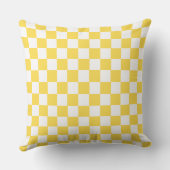Groovy Retro Checkerboard Muster Gelb und Weiß Kissen (Rückseite)