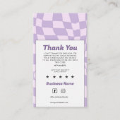 Groovy Retro Checkered Danke Business Card Visitenkarte (Vorderseite)