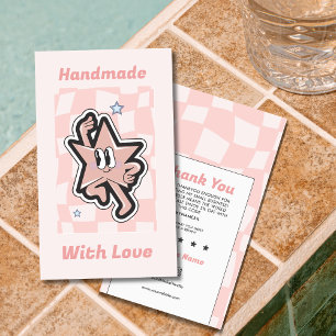 Groovy Retro Checkered Danke Business Card Visitenkarte