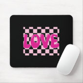Groovy Retro Checkered Heart Liebe Retro Liebe Val Mousepad (Mit Mouse)